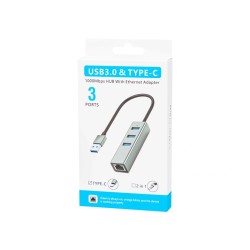 KARTA SIECIOWA USB-C RJ45+3XUSB KABEL
